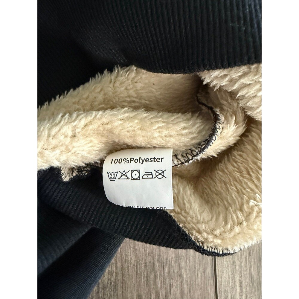 Cozy Black Zipper Teddy Bear Fur Lined Sweatshirt Pullover Size Small EUC - Picture 5 of 8